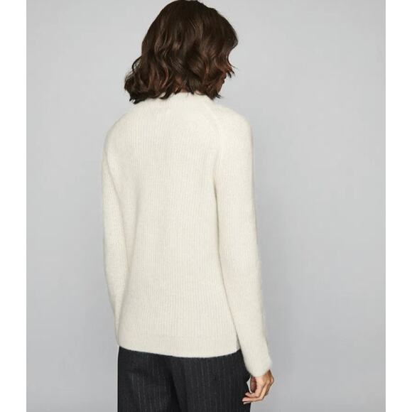 Reiss Ciera Colorblock Alpaca Wool Gray Cream High Neck Sweater Size S - Picture 4 of 11
